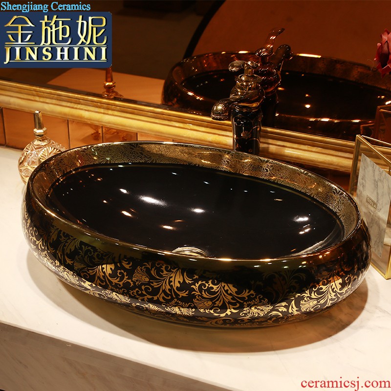 European style bathroom ceramic art basin washing a face blue square creative art stage basin sink new Chinese style