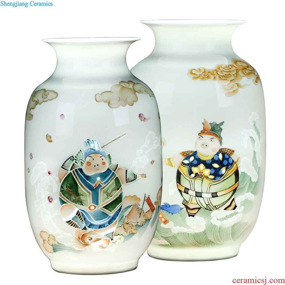 Jingdezhen ceramics furnishing articles hand-painted one hundred well in vases, flower arrangement sitting room adornment of Chinese style household TV ark