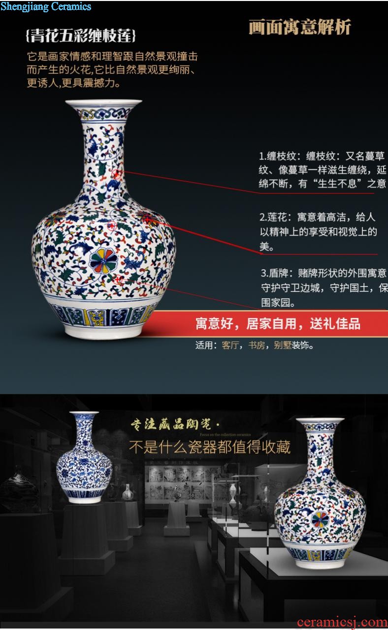 Jingdezhen ceramics large sitting room pastel landscapes of large vases, antique Chinese style household decorative furnishing articles