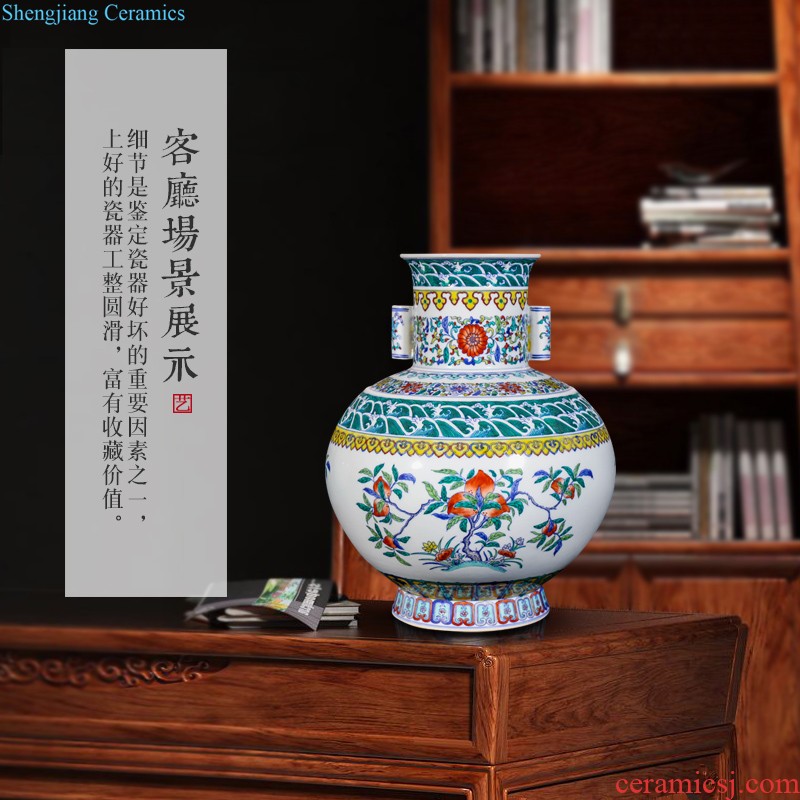 High-quality goods of jingdezhen ceramics hui-ming wu master hand draw characters of new Chinese style household decoration vase furnishing articles