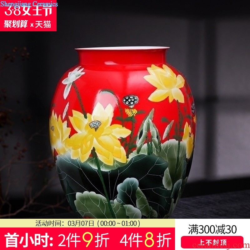 Jingdezhen ceramic thin foetus vase furnishing articles hand-painted pastel in successive years New Chinese style new opening decorations