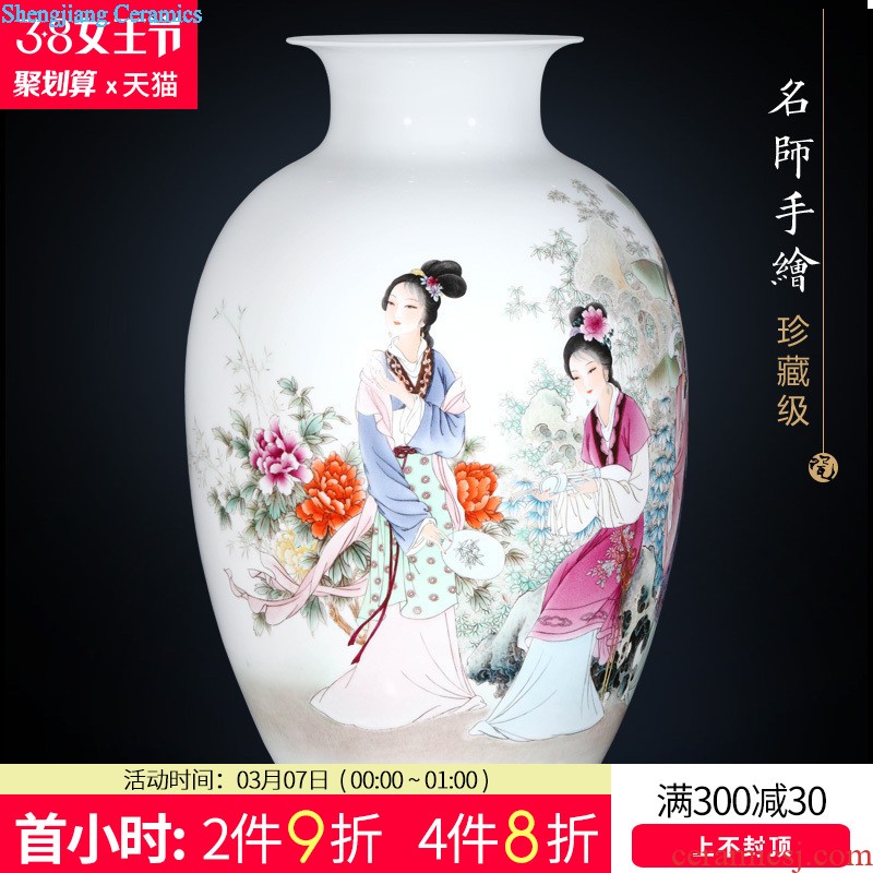 Jingdezhen ceramics by hand draw pastel scenery of the ancient village new sitting room of Chinese style household furnishing articles amorous feelings of the vase