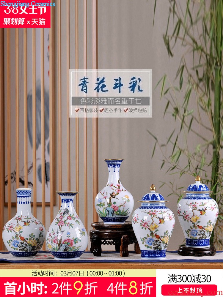 Jingdezhen ceramics vase furnishing articles imitation qing qianlong ruby red stroke painstakingly bottles of the sitting room of Chinese style household ornaments