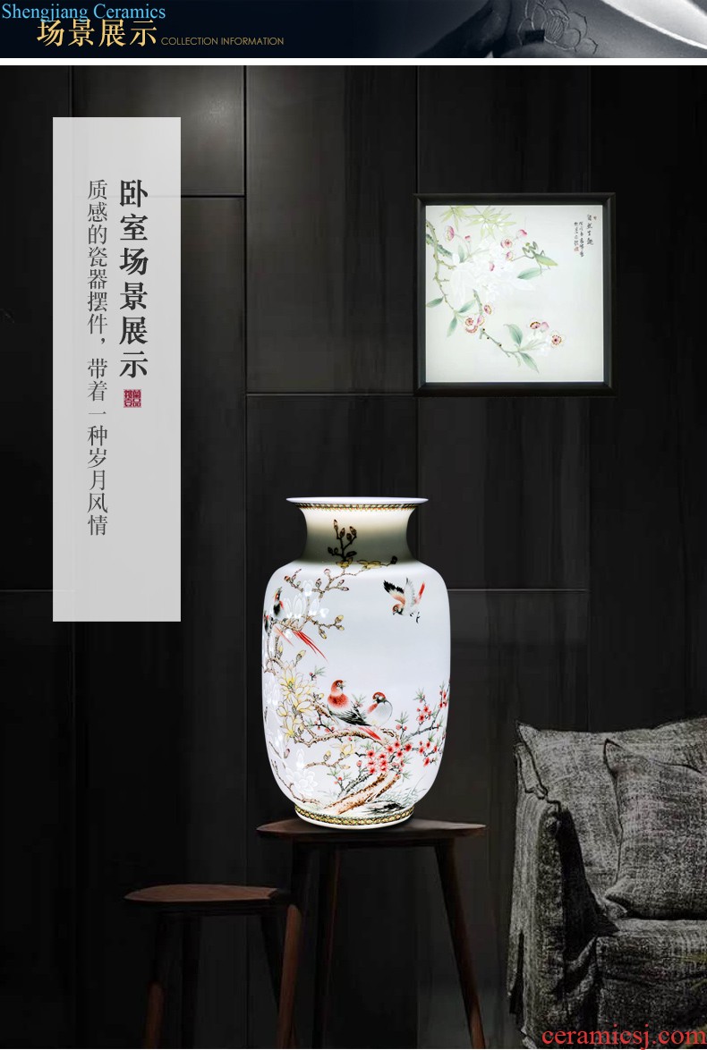 New Chinese style household boutique jingdezhen ceramics hand-painted jack snow vase rich ancient frame decorative furnishing articles