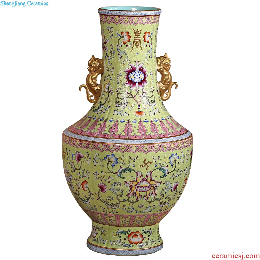 Jingdezhen ceramic vase imitation qing qianlong pastel steak flower tree sitting room adornment collection of new Chinese style furnishing articles