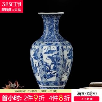 Jingdezhen ceramics vase of large blue and white landscape place to live in the hotel Chinese style living room decoration