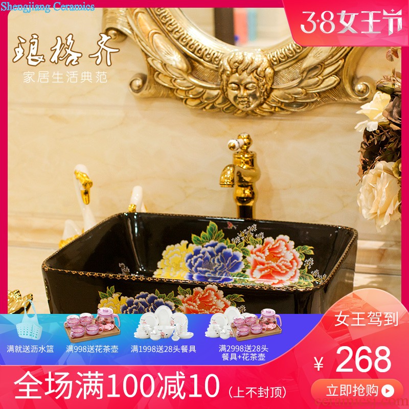 Koh larn, qi Jingdezhen ceramic toilet stage basin sink basin art basin sinks Blue half Dutch