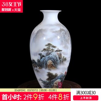 Jingdezhen hand-painted pottery and porcelain vases, flower arrangement, lucky strike home decoration New Chinese style living room furnishing articles