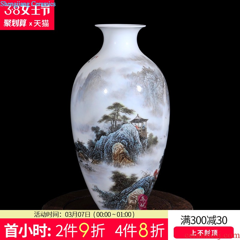 Jingdezhen hand-painted pottery and porcelain vases, flower arrangement, lucky strike home decoration New Chinese style living room furnishing articles