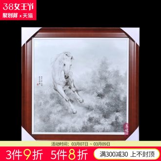 Jingdezhen ceramics Dong-ming li hand-painted spring, summer, autumn and winter porcelain plate of mural Home sitting room porch hang a picture