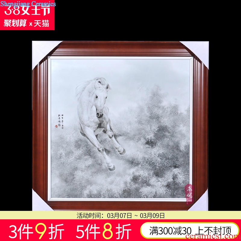 Jingdezhen ceramics Dong-ming li hand-painted spring, summer, autumn and winter porcelain plate of mural Home sitting room porch hang a picture