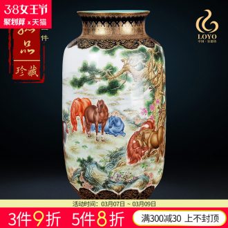 Jingdezhen ceramics furnishing articles imitation qing qianlong heavy pastel medallion the eight immortals ears vase sitting room adornment