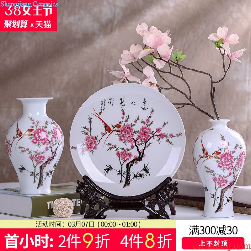 Jingdezhen ceramics modern three-piece floret bottle of flower arrangement, sitting room of Chinese style household decorations crafts