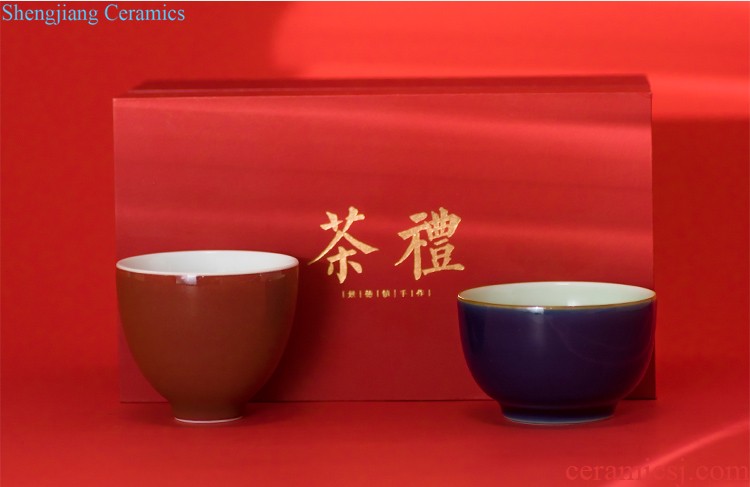 Antique hand-painted porcelain bound lotus flower jade pure manual mud sample tea cup cup of jingdezhen ceramic tea set