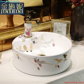 Ceramic art on the stage basin sink restoring ancient ways round the small family household toilet small creative wash basin