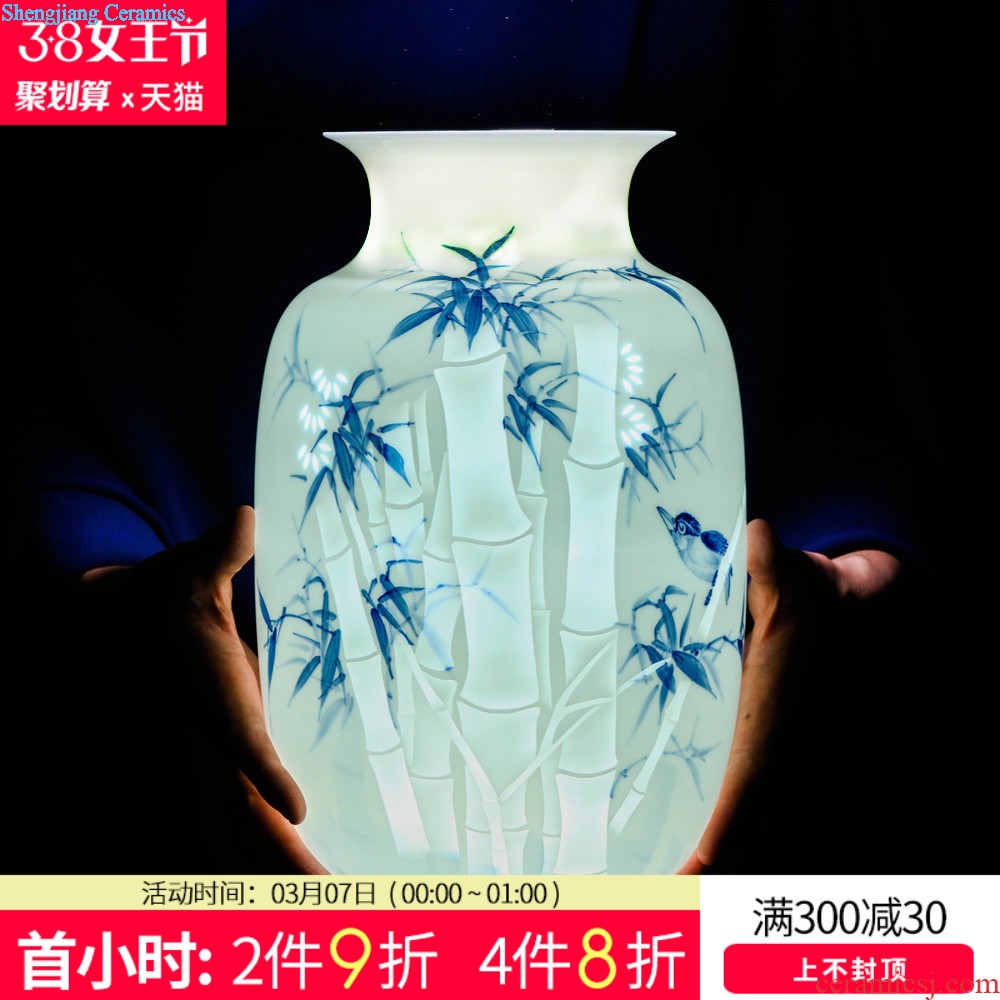 Jingdezhen ceramics vase Hand painted blue and white porcelain chun connect FuXin Chinese style decoration crafts are sitting room