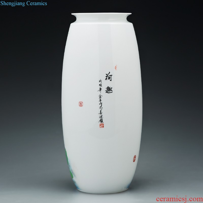 Jingdezhen ceramic vase landed large plum bottle hand-painted scenery surd sitting room place hotel decoration