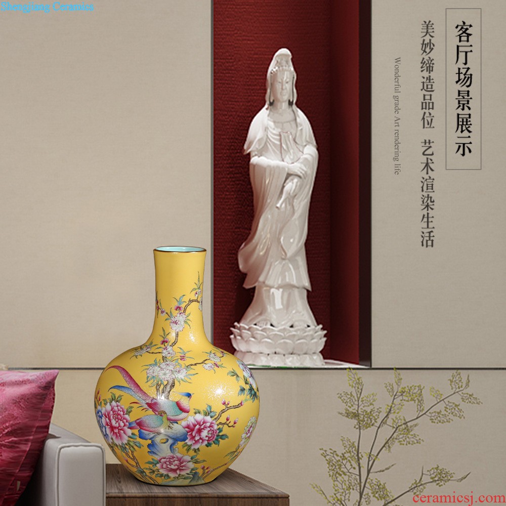 Jingdezhen ceramics imitation qing qianlong pastel willow vases, new Chinese style living room decorations furnishing articles of handicraft