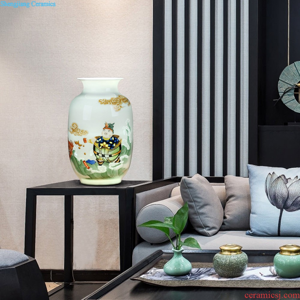 Jingdezhen ceramics furnishing articles hand-painted one hundred well in vases, flower arrangement sitting room adornment of Chinese style household TV ark