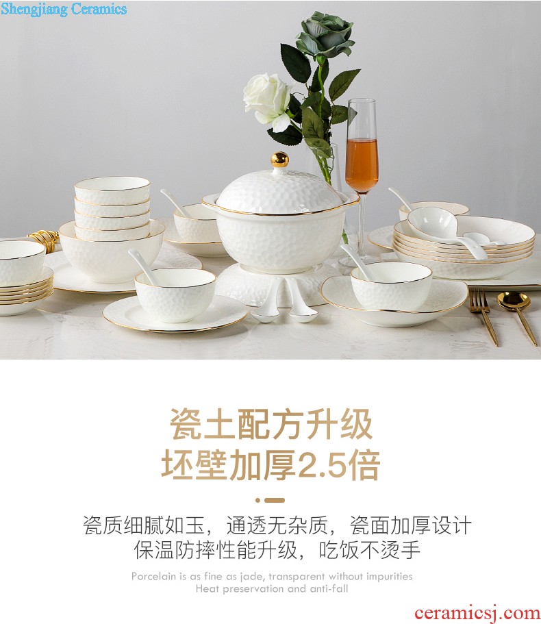 inky Jingdezhen blue and white porcelain ceramic tableware bowls of bone plate dishes suit Chinese gifts kai