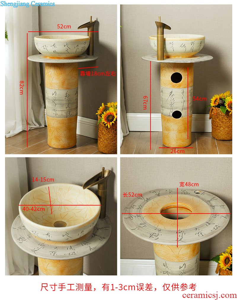 Koh larn qi ceramic column basin sink console art to a whole basin bathroom pillar type lavatory