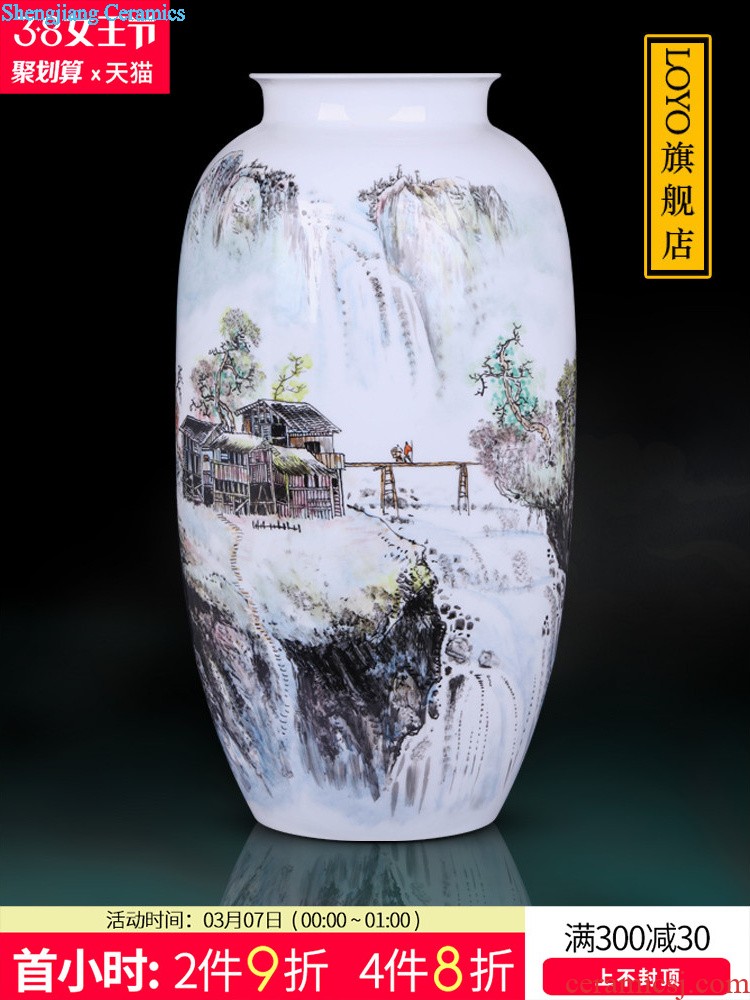 Jingdezhen ceramic crystal color red gold peony vases Contemporary household landing crafts are sitting room