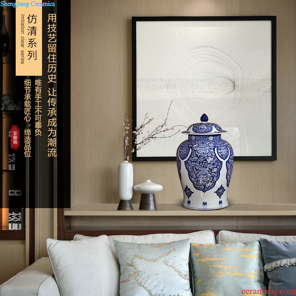 Jingdezhen ceramics Modern Chinese yellow vase peony flower home sitting room adornment handicraft furnishing articles