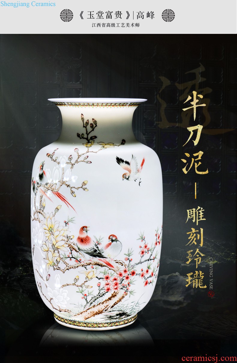 New Chinese style household boutique jingdezhen ceramics hand-painted jack snow vase rich ancient frame decorative furnishing articles