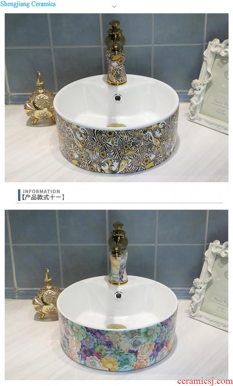 European rose stage basin rectangle ceramic household bowl lavatory basin sink art Mosaic gold sink