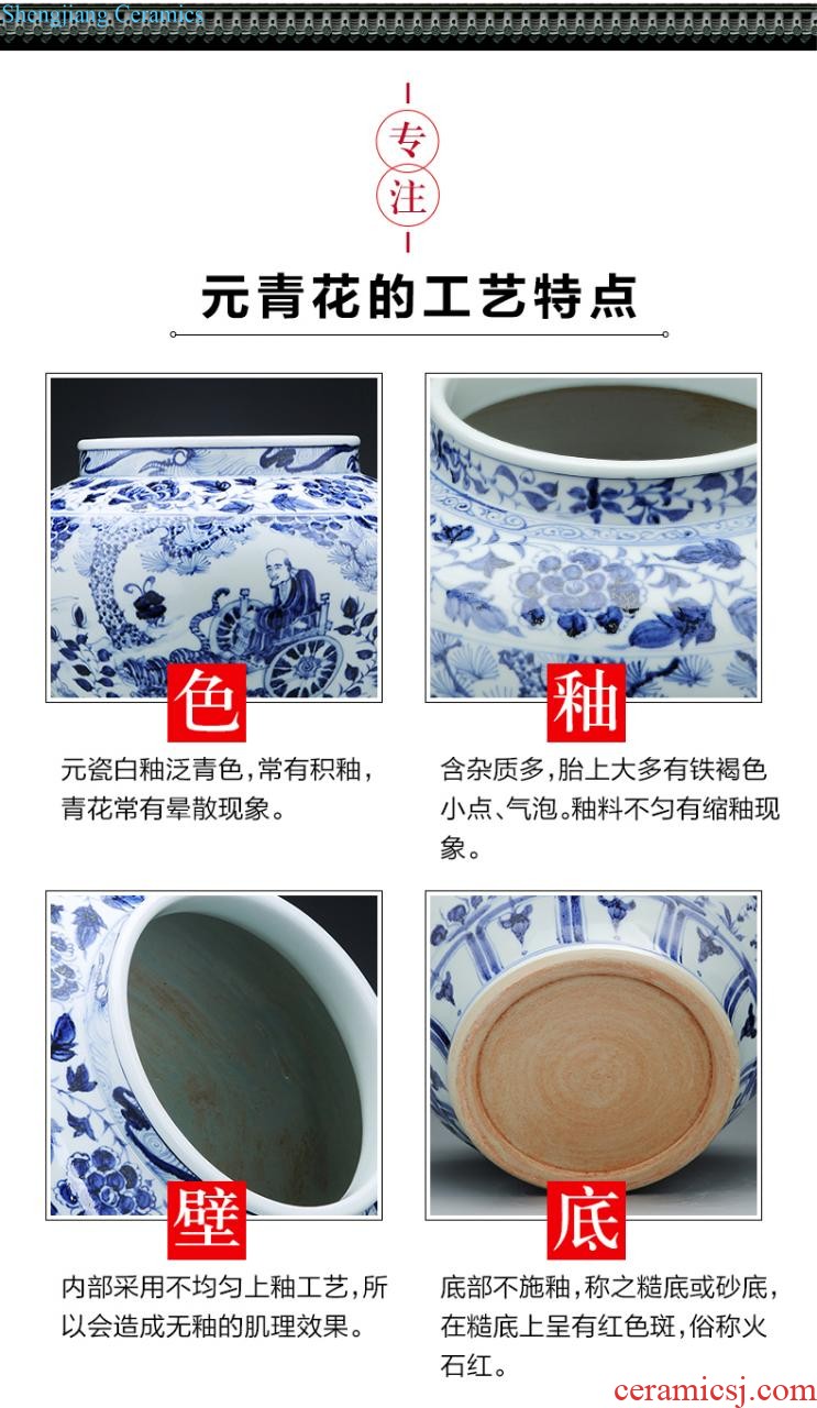 Jingdezhen blue and white porcelain vases, ceramic furnishing articles flower arranging machine of Chinese style living room decorations hand-painted porcelain craft porcelain