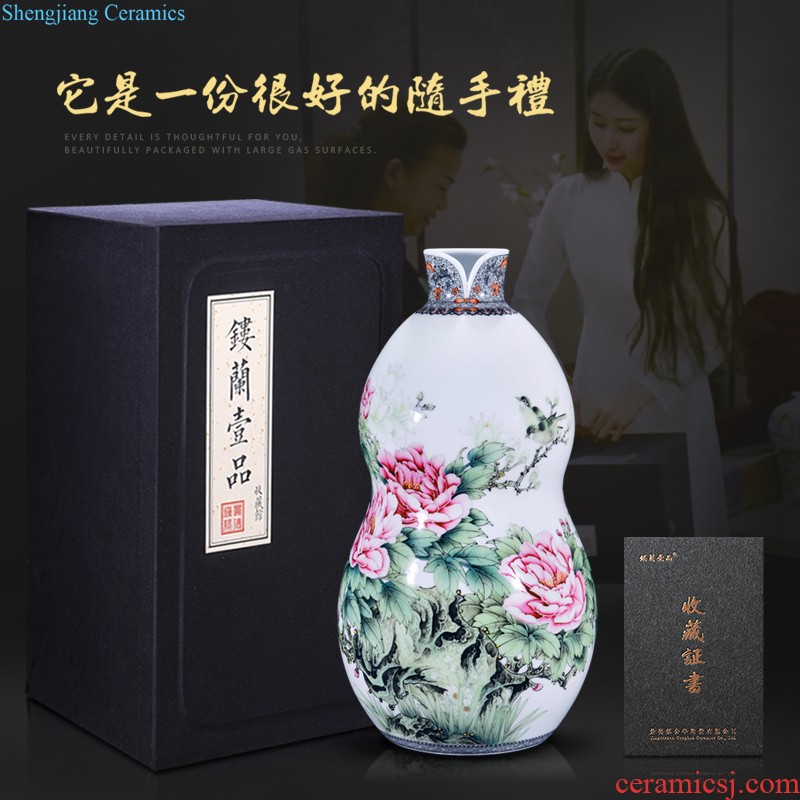 Jingdezhen ceramic color bucket longnu vase sitting room the bedroom TV ark of new Chinese style household decorative items furnishing articles