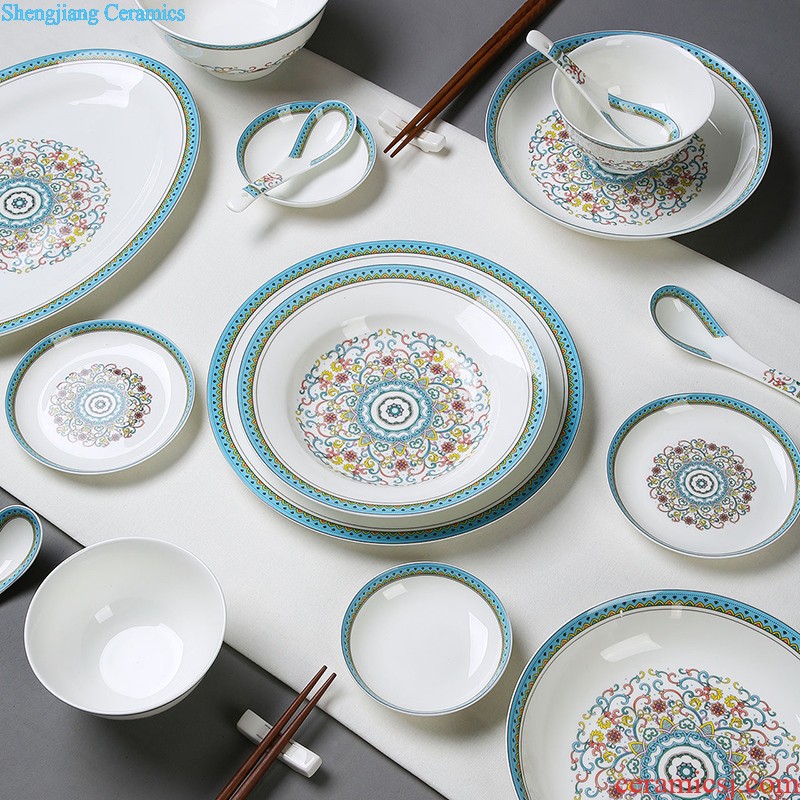 inky Jingdezhen porcelain tableware suit bone The Mediterranean amorous feelings of eating food dishes suit household love the sea