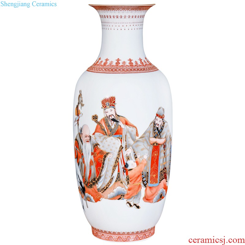 Jingdezhen ceramics hand-painted large dried flower vase planting Chinese style household sitting room porch handicraft furnishing articles