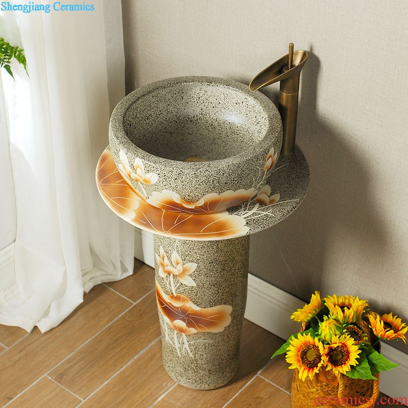 Koh larn, qi ceramic floor pillar basin pillar type lavatory toilet lavabo balcony one-piece basin