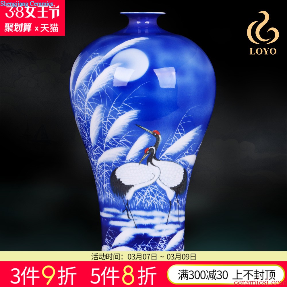 Jingdezhen blue and white porcelain vases, pottery and porcelain hand-painted scenery figure large arranging flowers Chinese style household act the role ofing is tasted arts and crafts