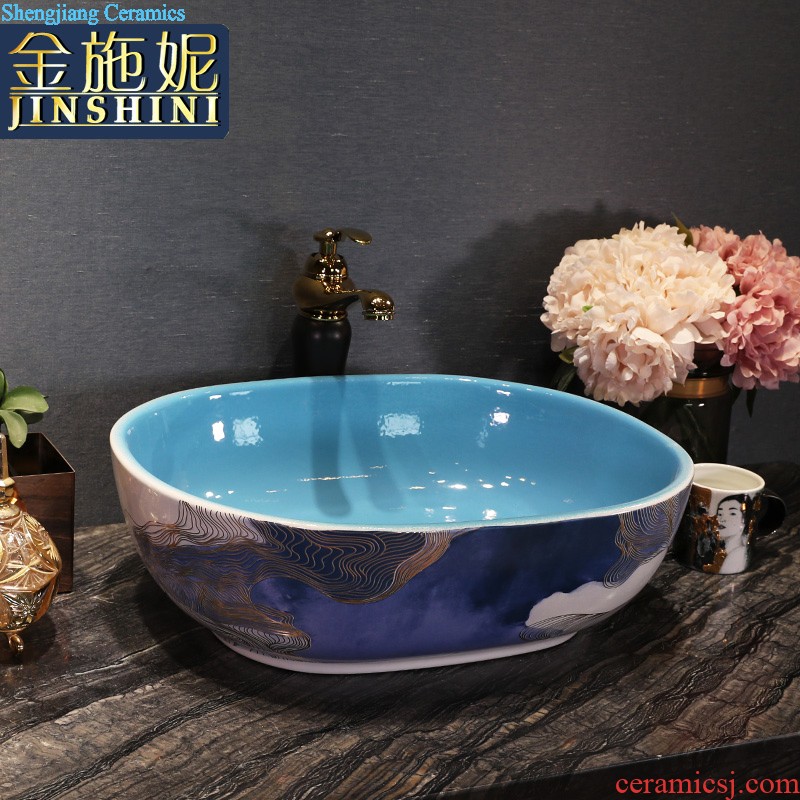 On the ceramic basin sink household toilet basin washing a face wash gargle oval small and pure and fresh art basin