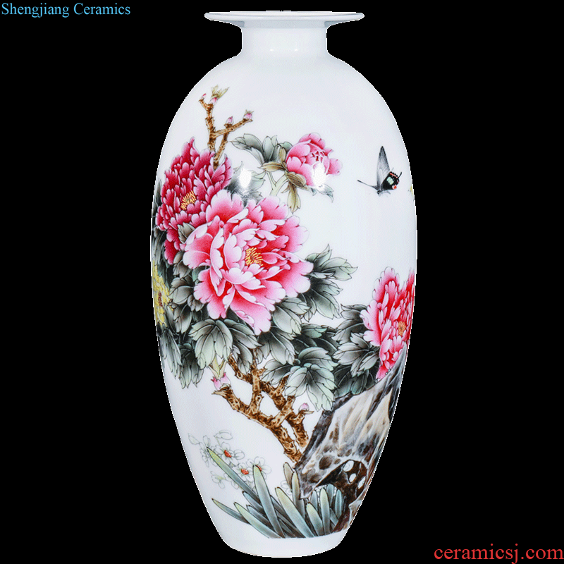 Jingdezhen ceramics hand-painted flower vase new sitting room porch TV ark decoration of Chinese style household furnishing articles furnishing articles