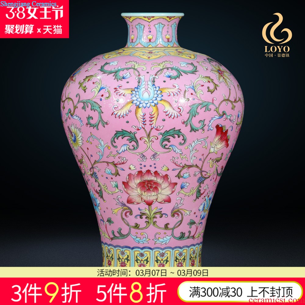 Jingdezhen ceramic imitation qing qianlong even ears around branches of blue and white porcelain vases, classical Chinese style home furnishing articles