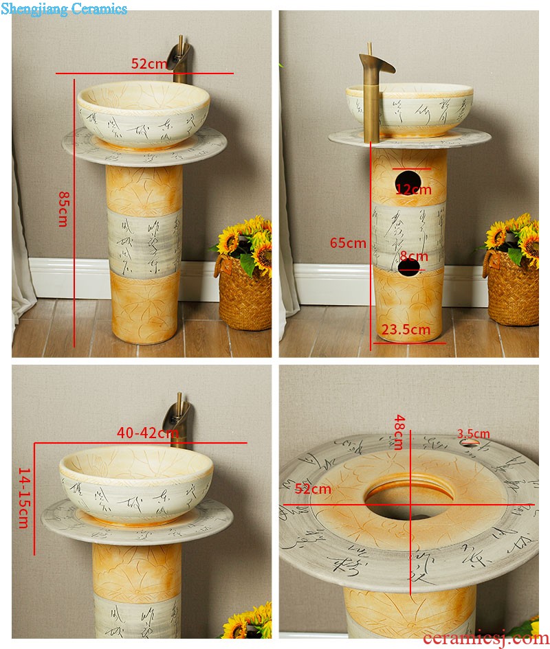 Koh larn qi ceramic column basin sink console art to a whole basin bathroom pillar type lavatory