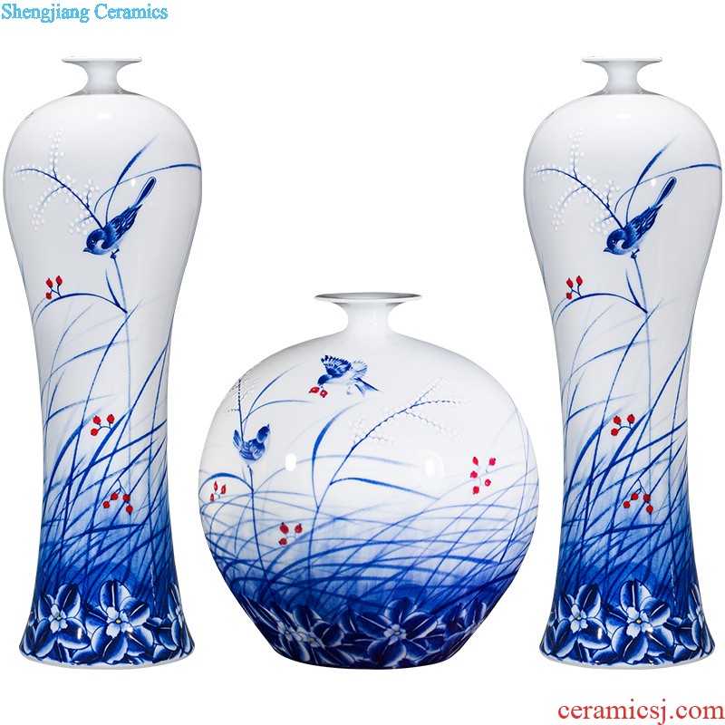 New Chinese style hand-painted vases furnishing articles color ink landscape after classical household three-piece adornment flower arranging jingdezhen ceramics