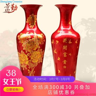 423 China jingdezhen ceramics red sands vase peony the French classical modern hotel furnishing articles in the living room