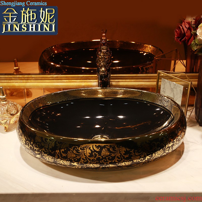 European style bathroom ceramic art basin washing a face blue square creative art stage basin sink new Chinese style