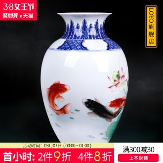 Jingdezhen ceramics vase Wang Yunxi hand painted blue and white porcelain autumn interesting flower receptacle Contemporary sitting room handicraft furnishing articles