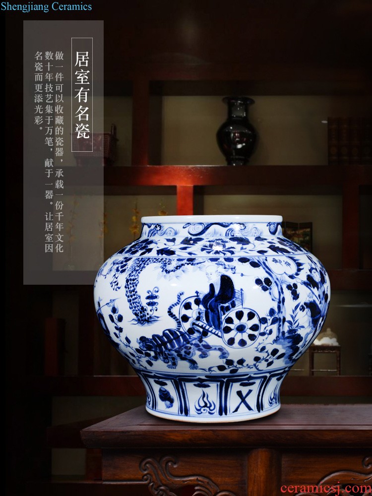 Jingdezhen ceramics hand-painted dried flowers large blue and white porcelain vase Chinese style living room porch decorate wedding gifts furnishing articles