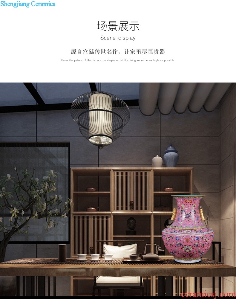 Jingdezhen ceramics powder enamel archaize tong qu wooden stick vases, flower arranging Chinese style classical home furnishing articles