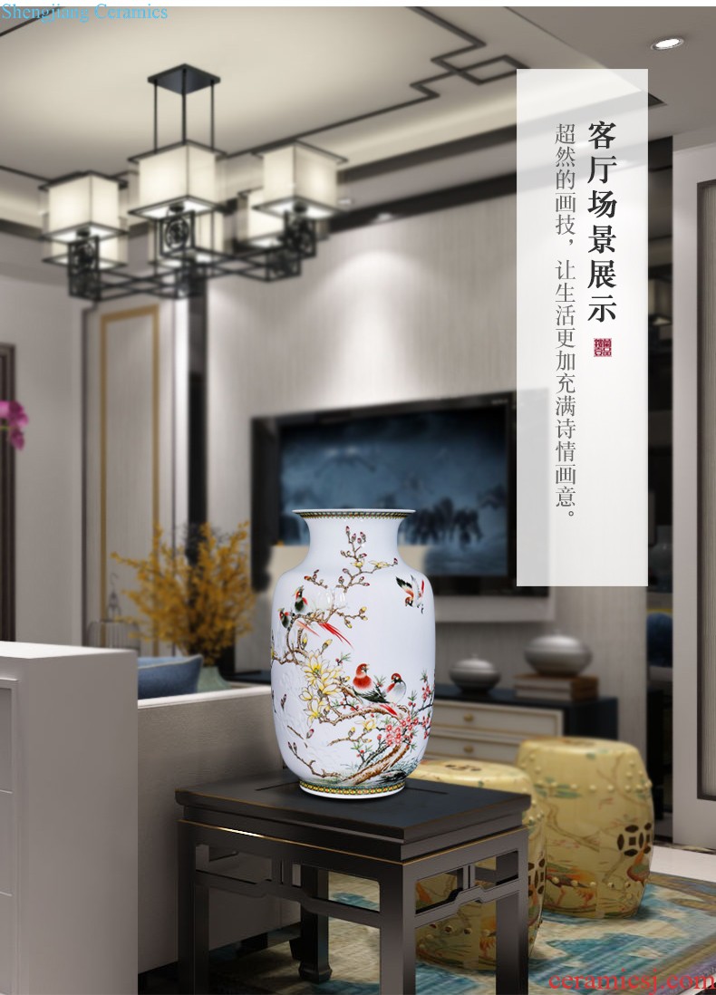 New Chinese style household boutique jingdezhen ceramics hand-painted jack snow vase rich ancient frame decorative furnishing articles