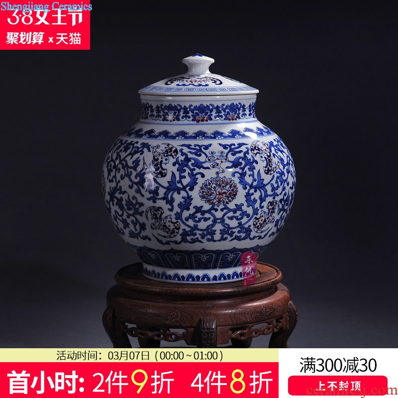 Jingdezhen ceramics furnishing articles hand-painted kiln lotus large vases, flower arrangement, the sitting room porch decoration of new Chinese style