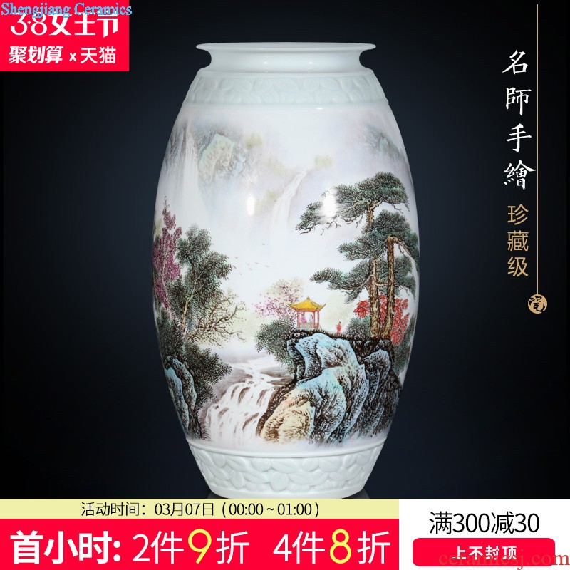 Jingdezhen ceramics vase Wang Yunxi hand-painted golden blue and white porcelain is good news Contemporary sitting room handicraft furnishing articles