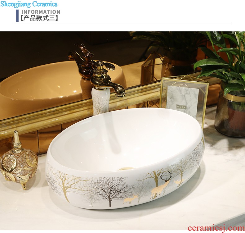 Wash basin ceramic toilet lavatory art stage fangyuan diamonds lavabo mesa household butterfly