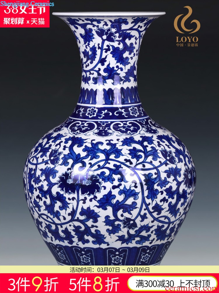 Jingdezhen ceramics furnishing articles TV ark blue and white porcelain vase and the new Chinese style household flower arrangement sitting room adornment